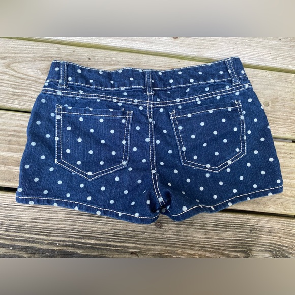 Dark Blue Denim White Polka Dot SO Juniors Jean Shorts - Picture 3 of 5